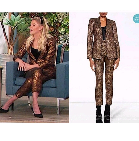 Alice + Olivia  Lamè Paisley Printed Straight Leg Pants Size 6 - Picture 10 of 15
